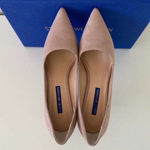 (LIKE NEW ) STUART WEITZMAN |LEIGH 95 | SUEDE BABY PINK - Picture 3 of 17
